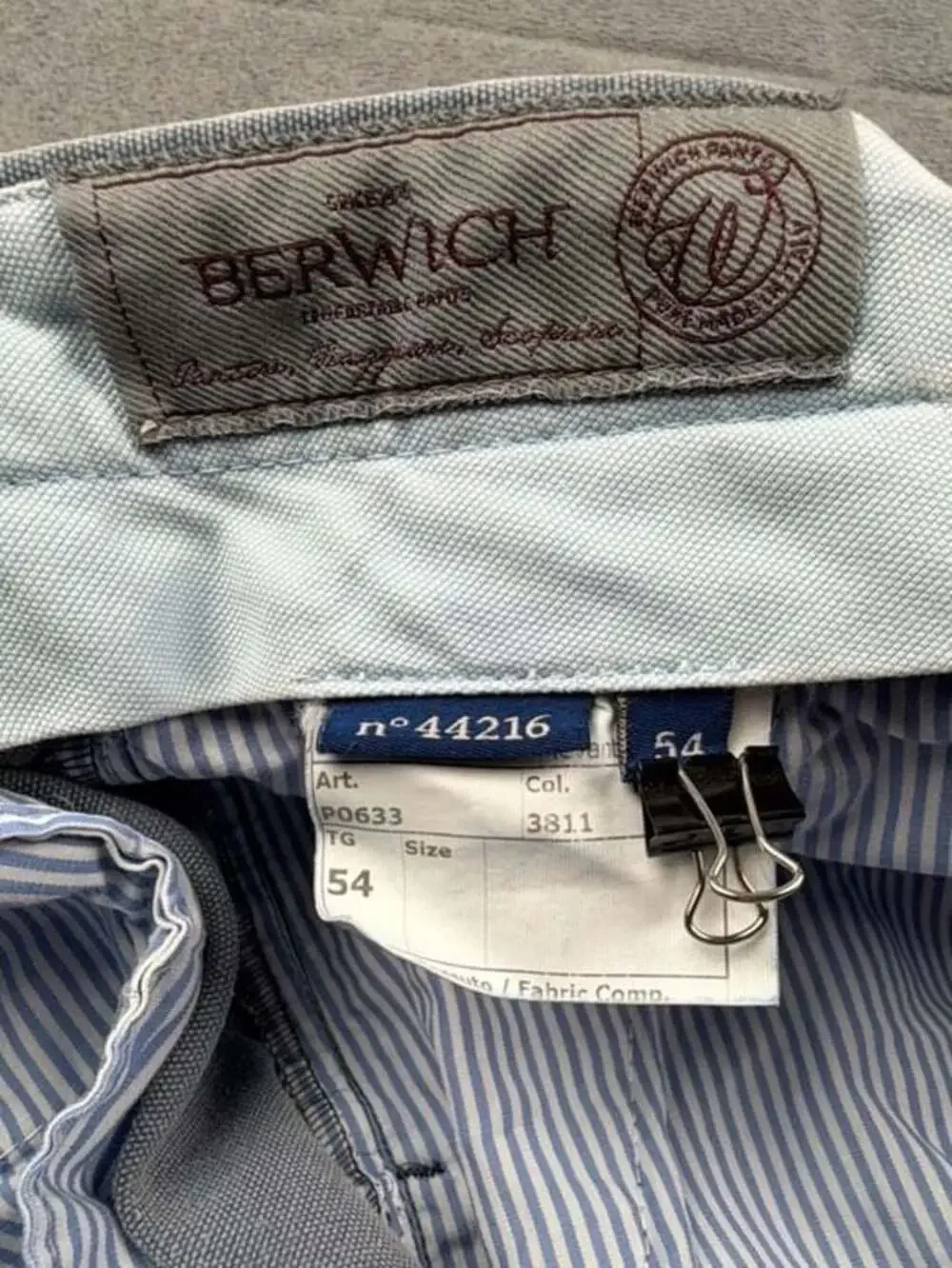 Berwich Faded Blue Cotton Tapered Casual Trousers